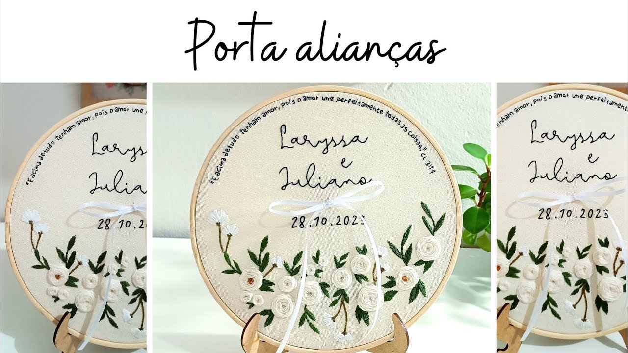 Porta Alianças bordado Rosas  - Passo a Passo