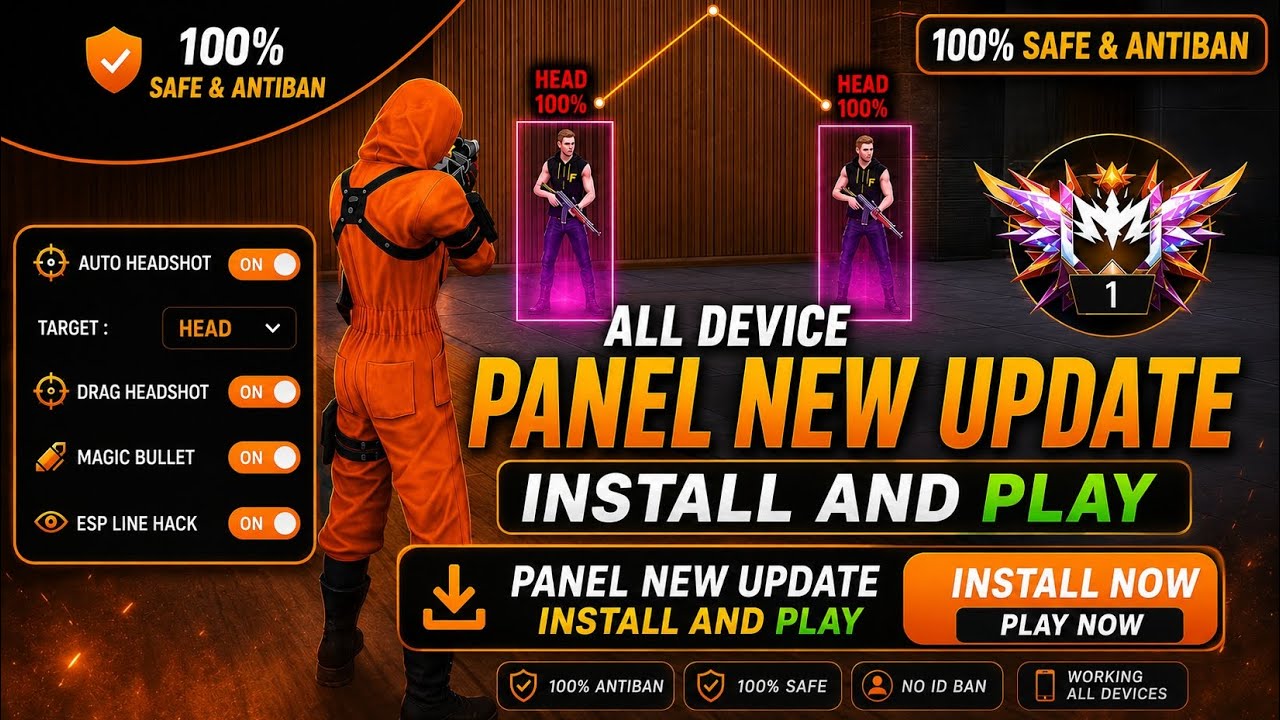 NEW MOD MENU MOBILE PANEL IN FF MAX AUTO HEADSHOT MAGIC BULLET BODY HEADSHOT INSTALL NOW 