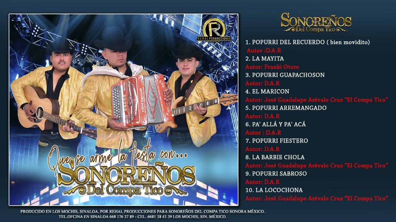 POPURRI DE CUMBIAS   SONOREÑOS DEL COMPA TICO   (DISCO EN VIVO)