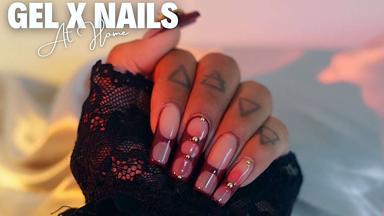 How To Do Gel X Nails At Home | Fall Nail Design Easy Tutorial
