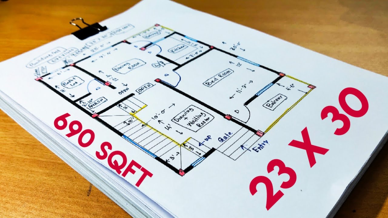 23 x 30 sqft house design II 23 x 30 ghar ka naksha II 23 x 30 house plan II 690 sqft home design