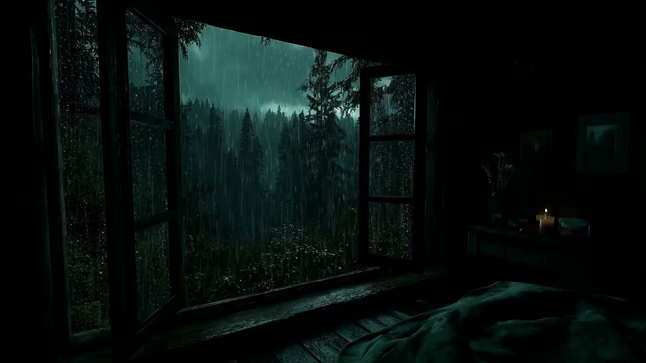 Midnight Rain and Thunder Outside the Window 🌧️ Cozy Soundscape to Calm the Mind and Ease Anxiety