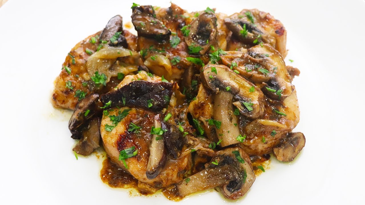 Pollo guisado con setas