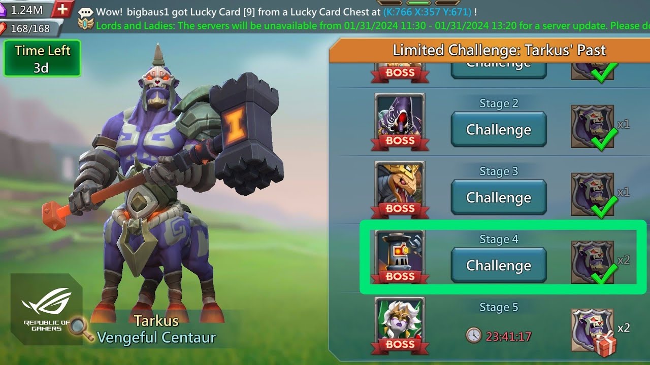 Limited Challenge: Tarkus Past Stage 4 Challenge - Lords Mobile | Homunculi Exterminator Stage