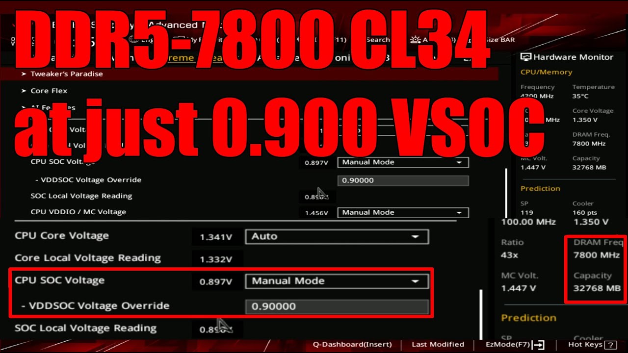 SUPER LOW SOC VOLTAGE DDR5-7800 CL34! Ryzen 9950X, Crosshair  X870E Hero