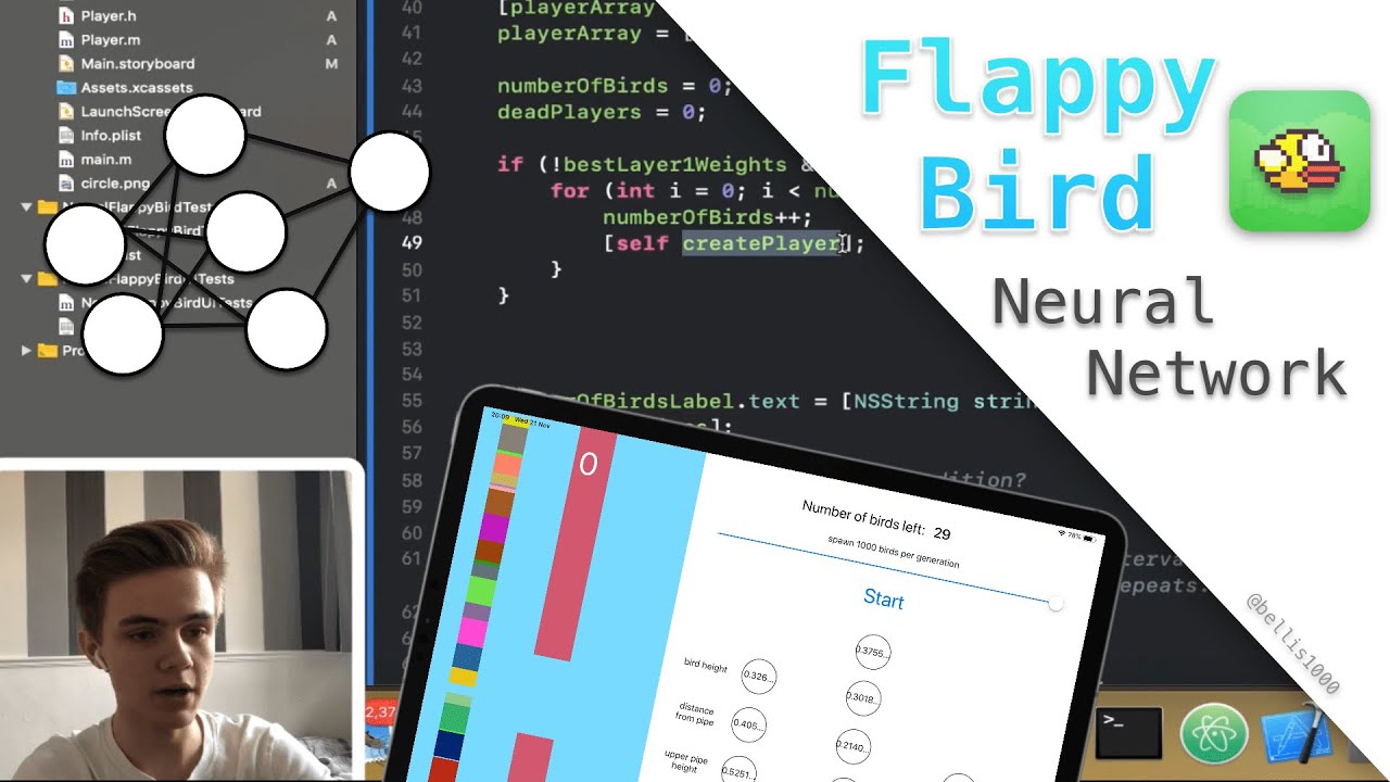 Обучение ИИ игре в Flappy Bird на iPad! | Внедрение нейронных сетей и генетических алгоритмов