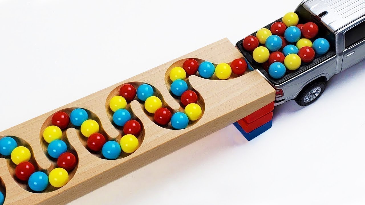 Satisfying Video Asmr Marble Run Race ☆ HABA Slope & Retro Makita Truck, Garbage Truck,Ambulance