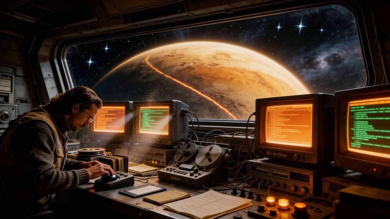 DEEP SPACE AMBIENCE: Orbital Archive | 4K Retro Sci-Fi Focus and Background Music