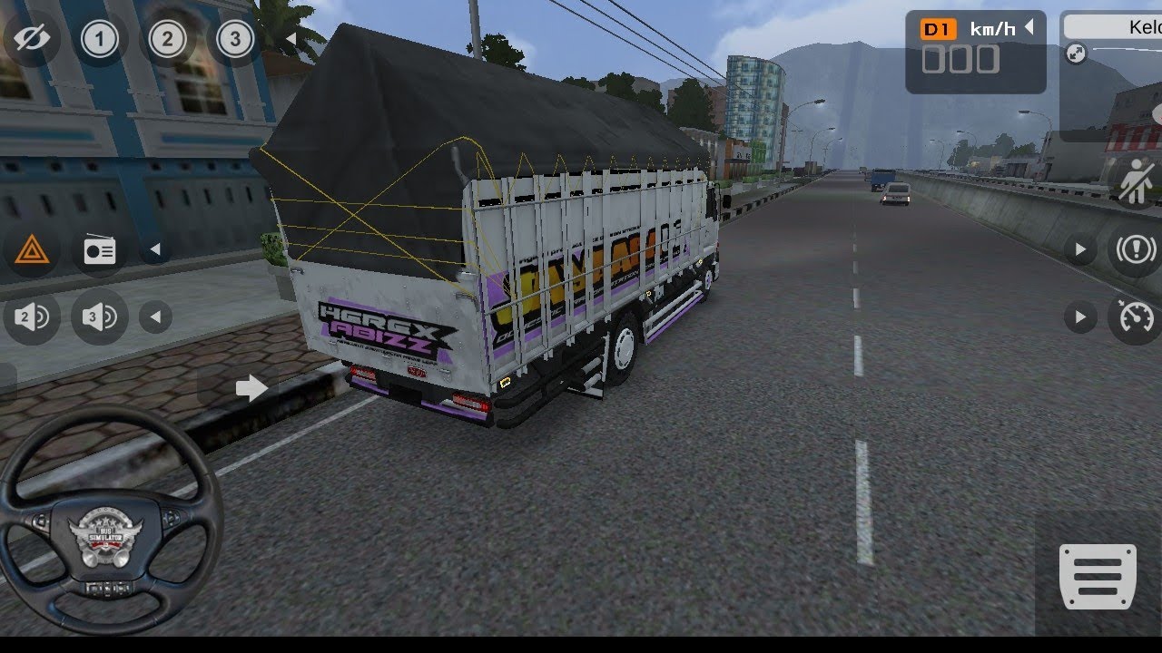 Truck oleng bermuatan super keren! Keliling kota dekat bukit yang tinggi! BUSSID