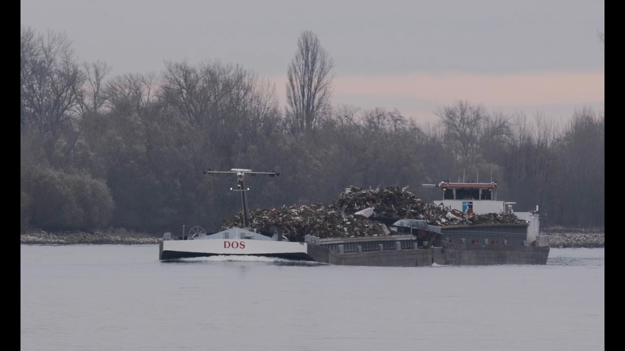 #223 Shipspotting: Binnenschiffe auf dem Rhein / MS Uno mit Leichter Duo bergwärts bei Gr.-Rohrheim