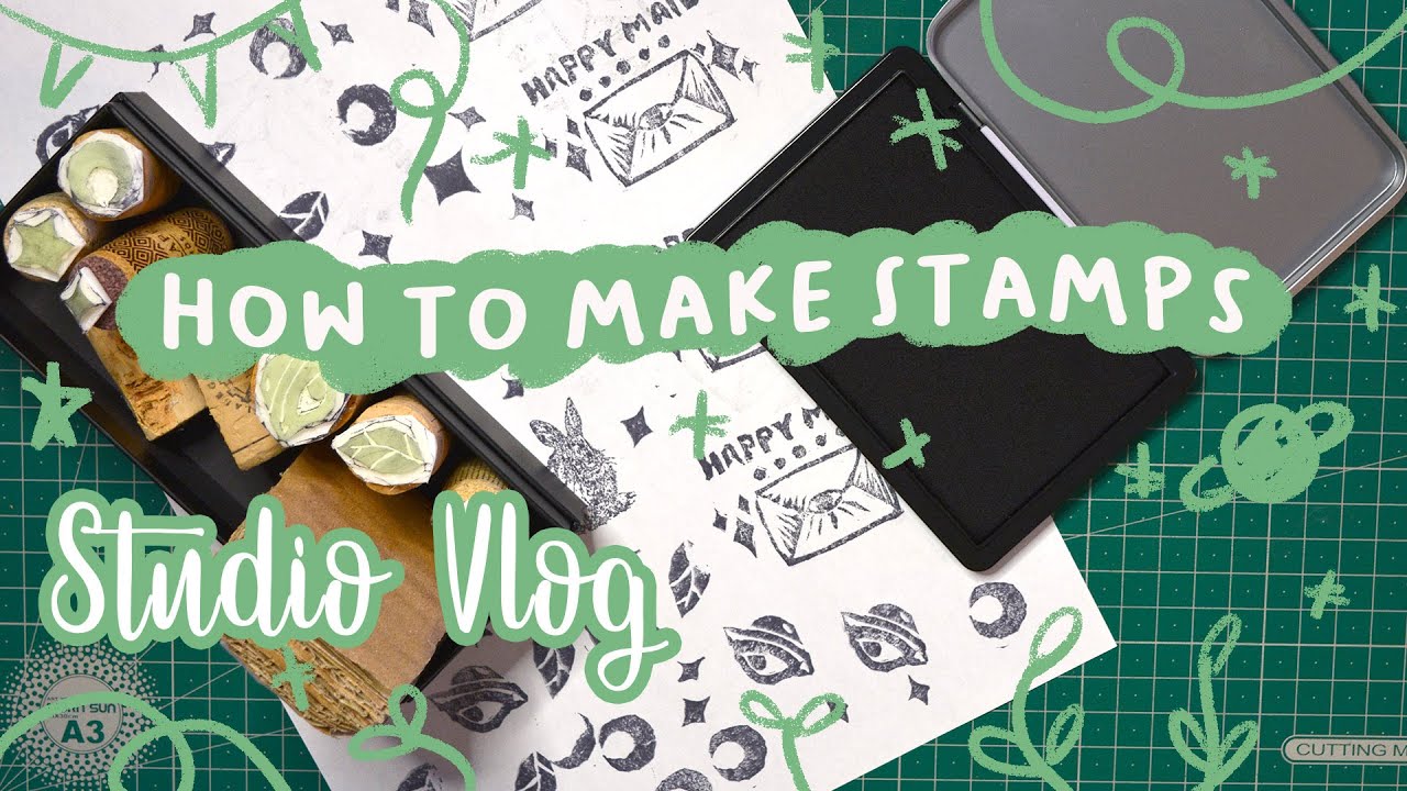 How to Make Stamps | Hand-carved | Stamp Carving Tutorial for Beginners 🌿  DIY Stamp | Art Vlog