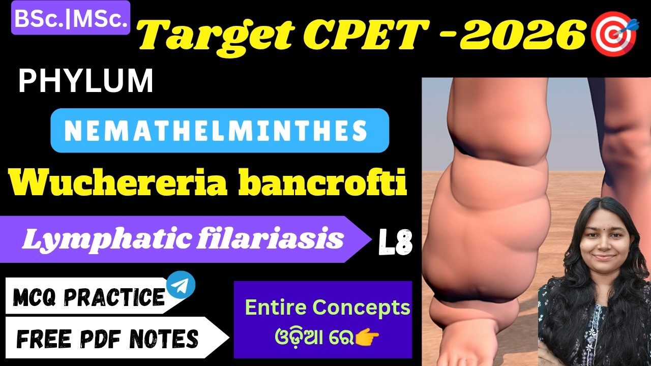 Wuchereria bancrofti|Lymphatic filariasis|L-8| CPET ORIENTED 🔥