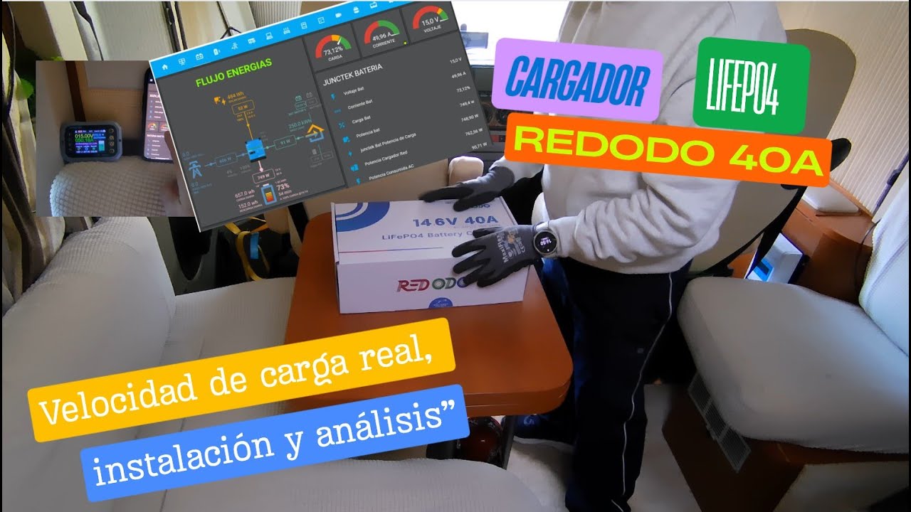 #AER 73 · CARGADOR LiFePO4 REDODO 40A · Velocidad de carga real, instalación y análisis