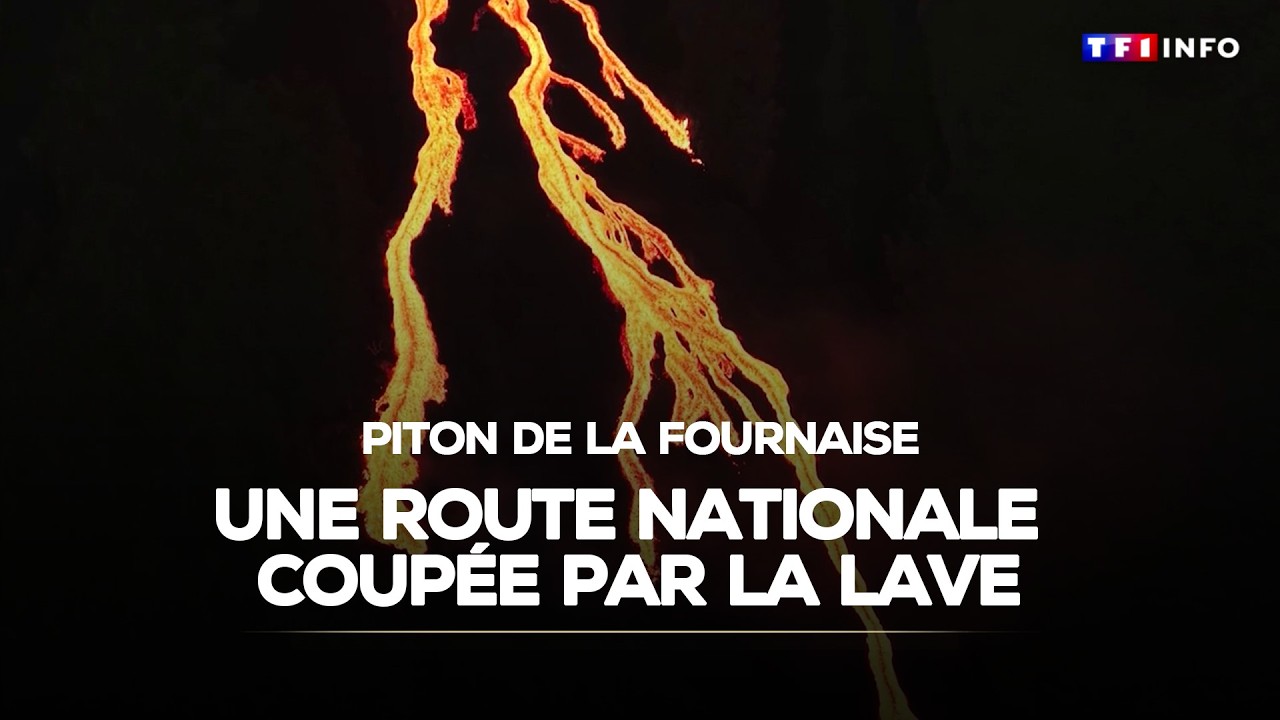 Piton de la Fournaise : une route nationale coupée par la lave｜TF1 INFO