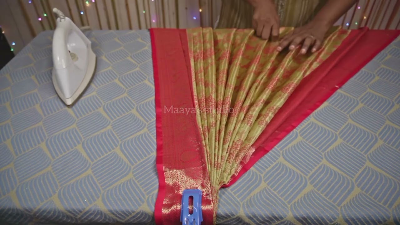 Pure kanchipuram pattu saree prepleating Maayasstudio 