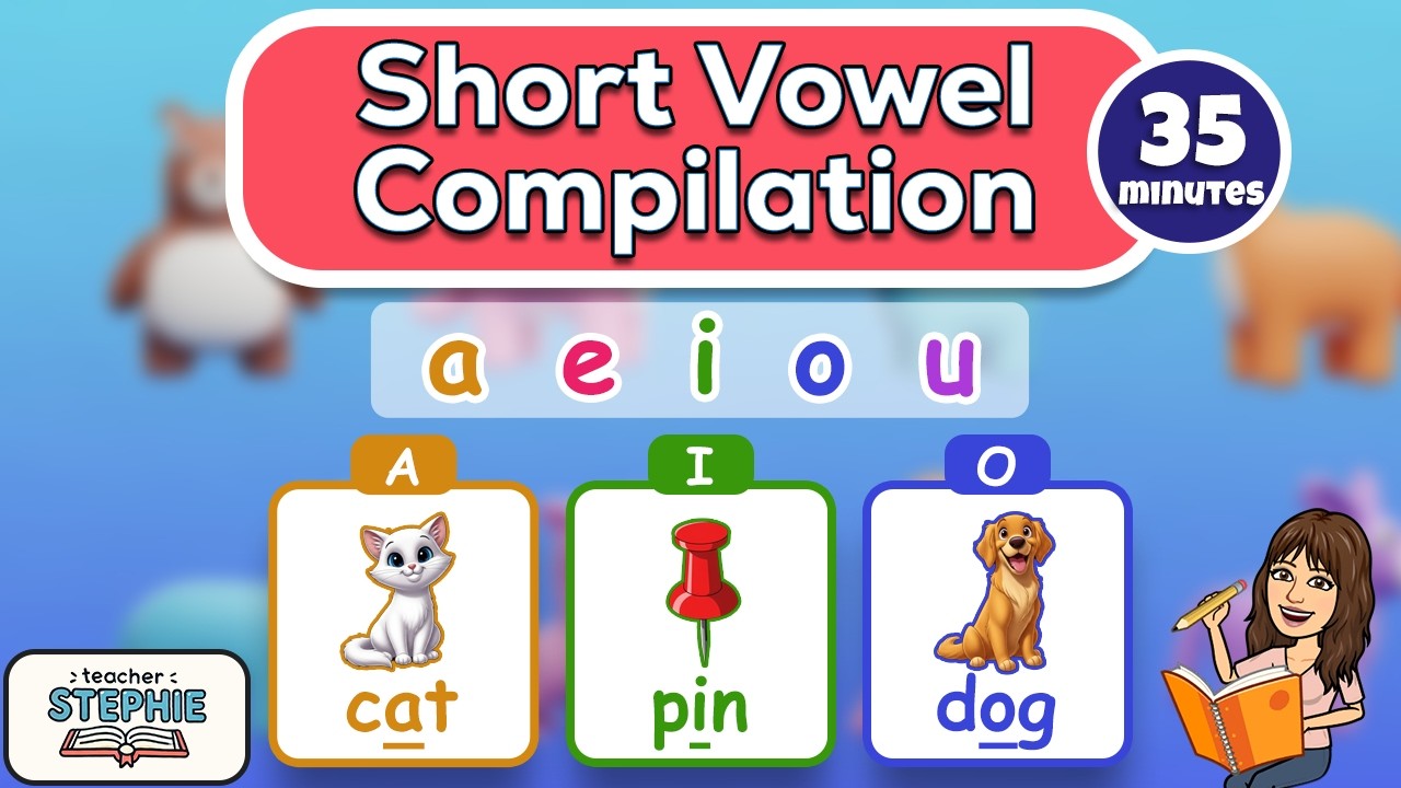 Краткие гласные A E I O U | 35-минутная практика фонетического чтения (слова типа CVC)