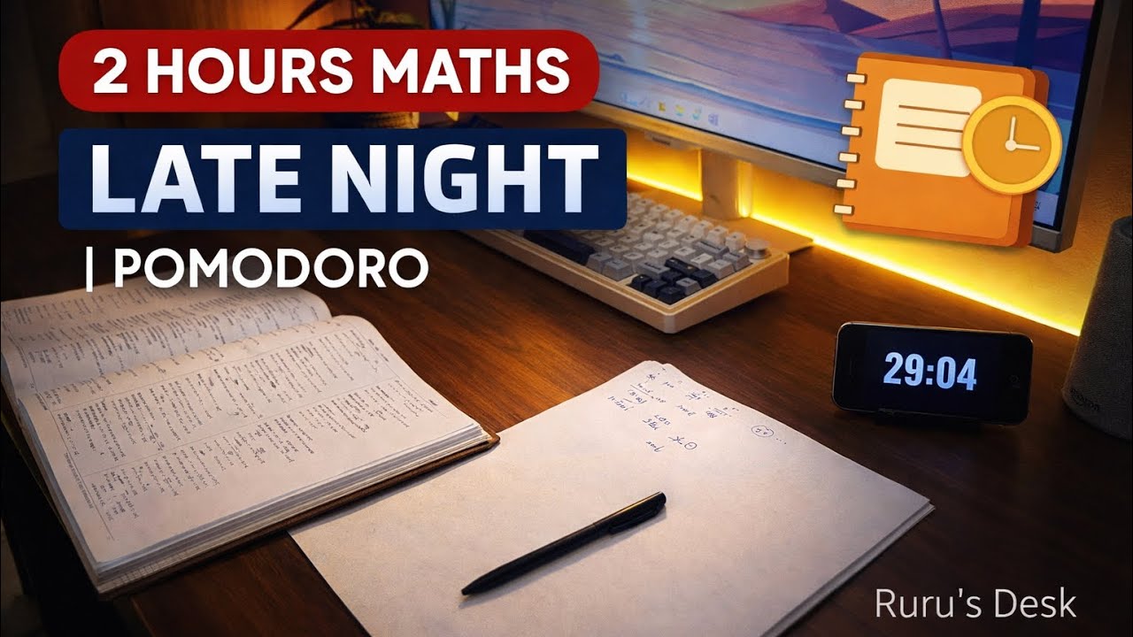 Study With Me | 2 Hours Late Night Maths (Pomodoro) | Silent Focus Session