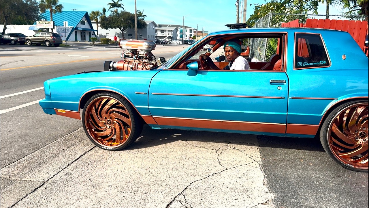 My Big Block Big Blower Chevy Monte Carlo on 4's Riding thru the Hood