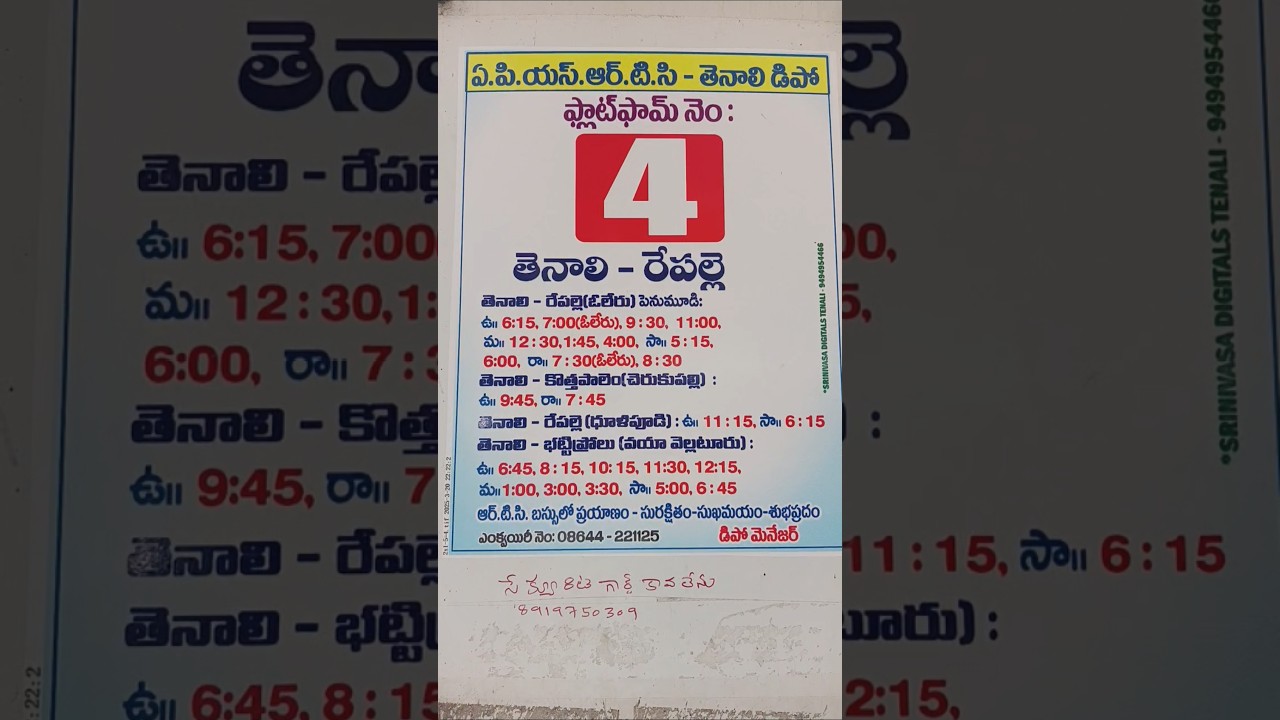 Tenali To Repalle Apsrtc Bus Timings #shorts