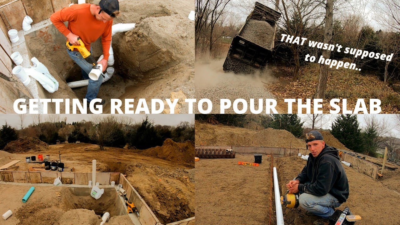 PLUMBING rough in || laying down rebar and mesh for concrete slab