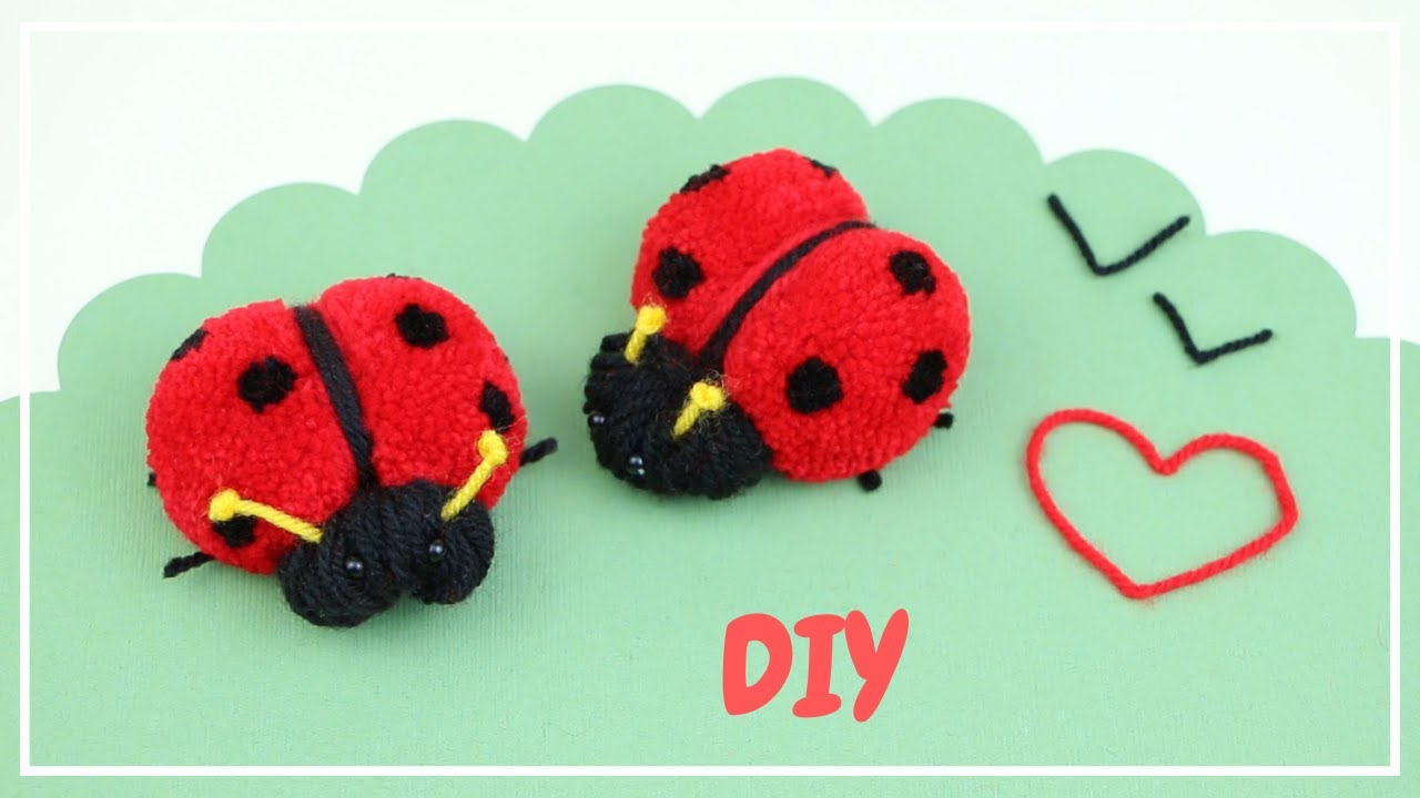 Удивительная Божья Коровка Игрушка-Помпон 🐞Как сделать симпатичного жука из пряжи 🧶 Поделки из ниток