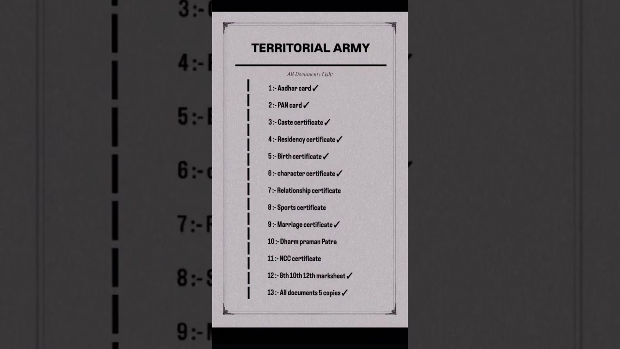 TA army 2025 official notification all important documents list💀