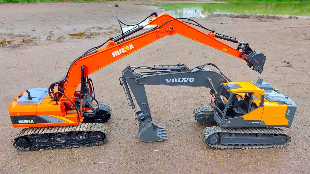 Máy Xúc Điều Khiển Từ Xa [ Xe Cẩu Huina 1551 ] Xe Cuốc Đất , Ô Tô Múc Cát , Xe Đồ Chơi