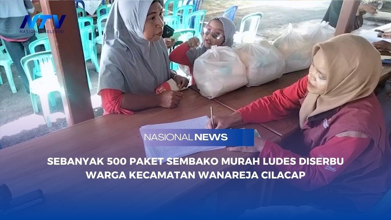 SEBANYAK 500 PAKET SEMBAKO MURAH LUDES DISERBU WARGA KECAMATAN WANAREJA CILACAP