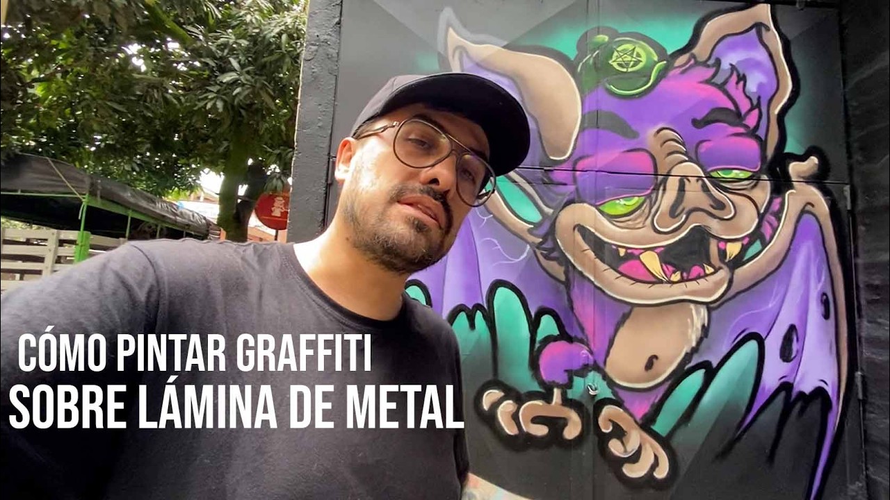 ¿Pintar GRAFFITI sobra LAMINA de METAL sin salpicar ni chorrear?Murciélago Nueva Escuela SoloAerosol