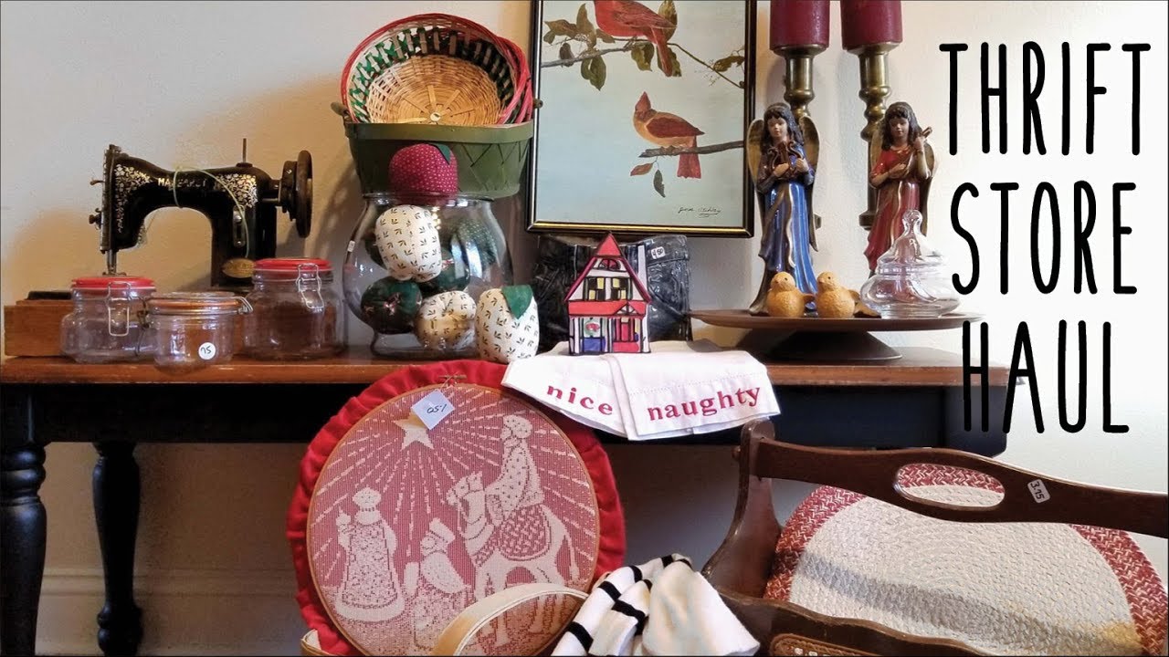Thrift Store Haul • Christmas • Vintage Sewing Machine • Basketd