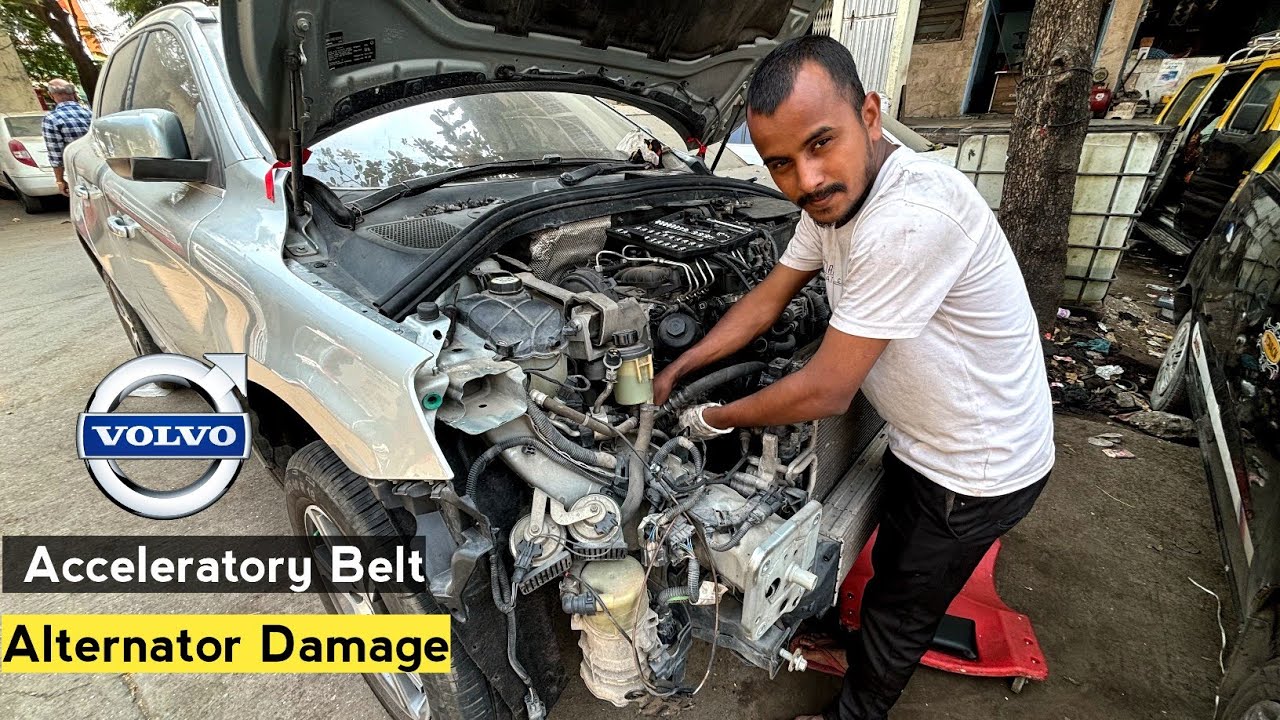 Volvo xc60 alternator damage// acceleratory belt replace//🤔🤔🤔