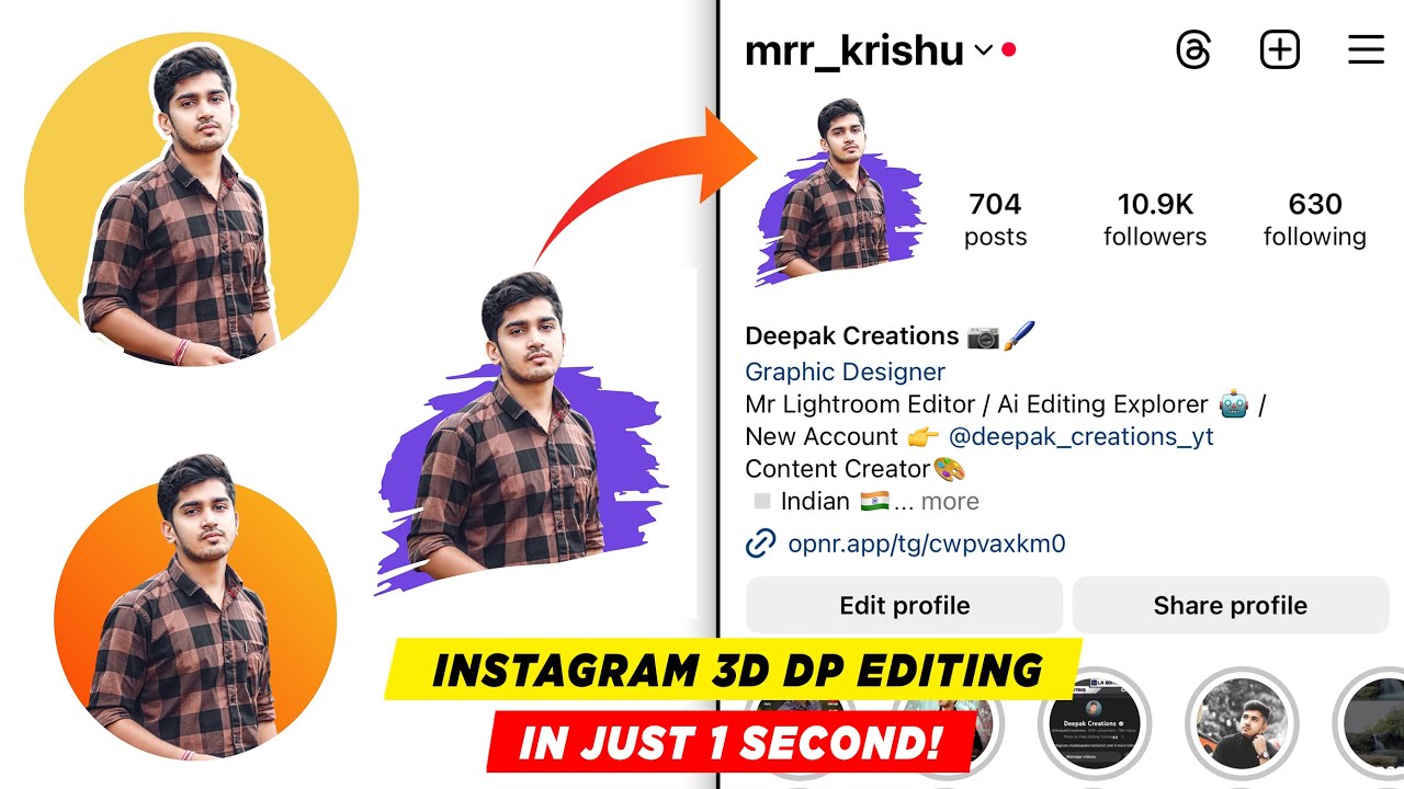 Instagram 3D Profile Photo Editing | Instagram Dp Editing | Instagram Creative Photo Editing Picsart