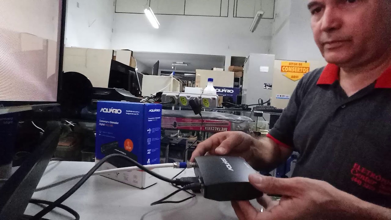 Busca de canais no conversor digital.  Aquário Dtv 7000s. Como ligar.