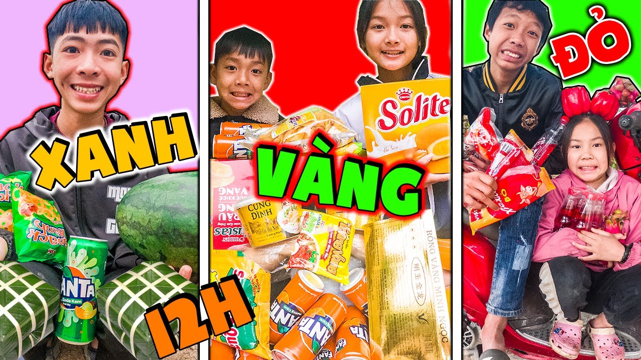 Thái Chuối | Thử Thách Bốc Thăm Ăn Đồ Cùng Màu 24h Cắm Trại