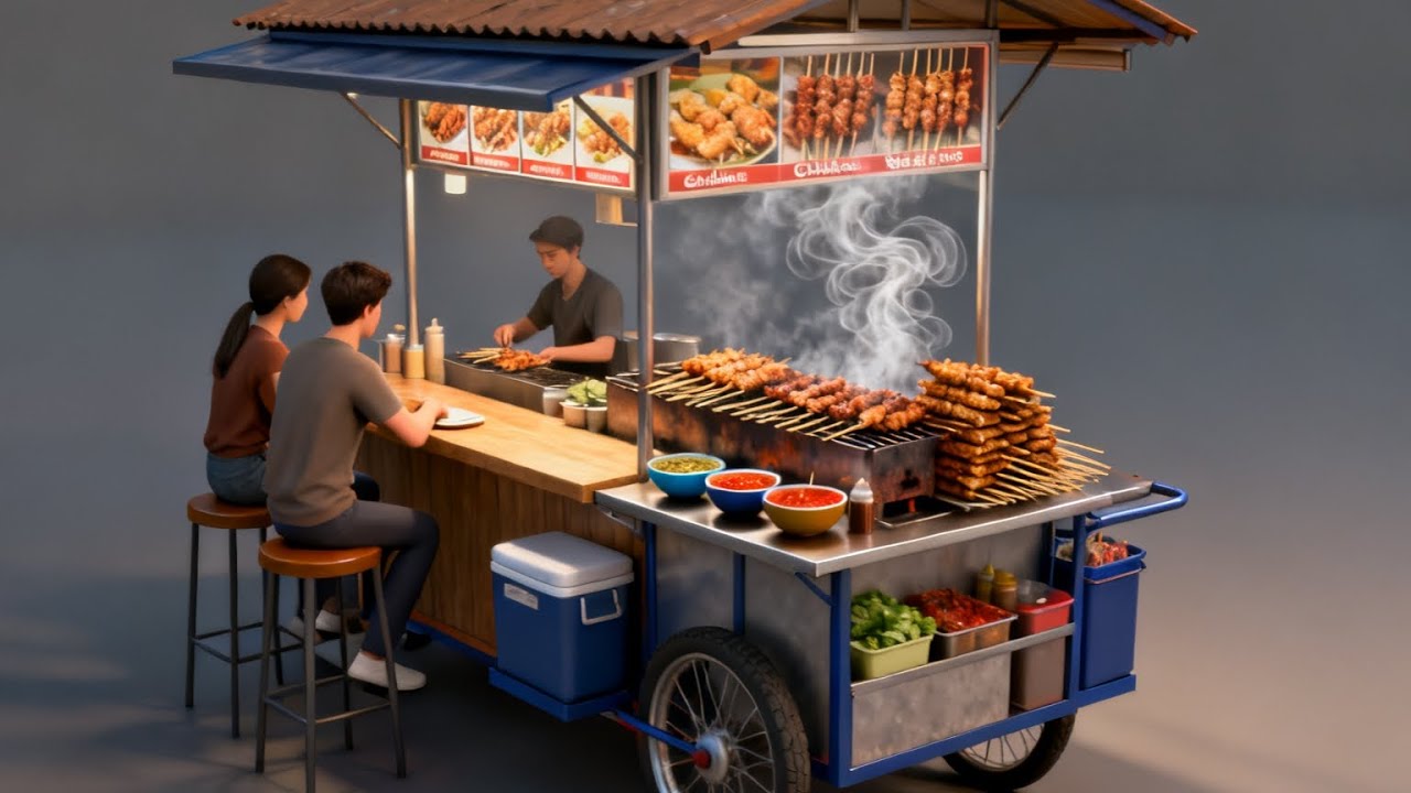 ide design warung sate minimalis | minimalist satay stall design ideas