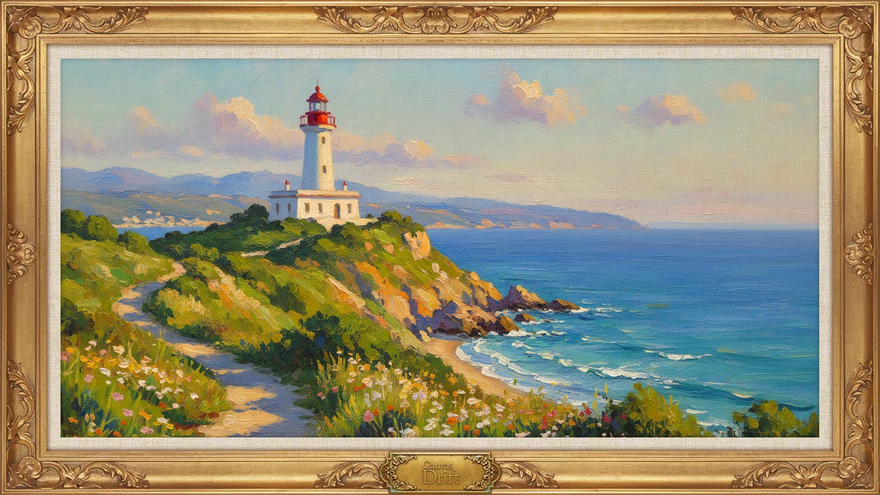 🌊 Lighthouse Path – Soft Piano for Calm Gallery Mood | Frame TV Art in 4K UHD 🎹🎨