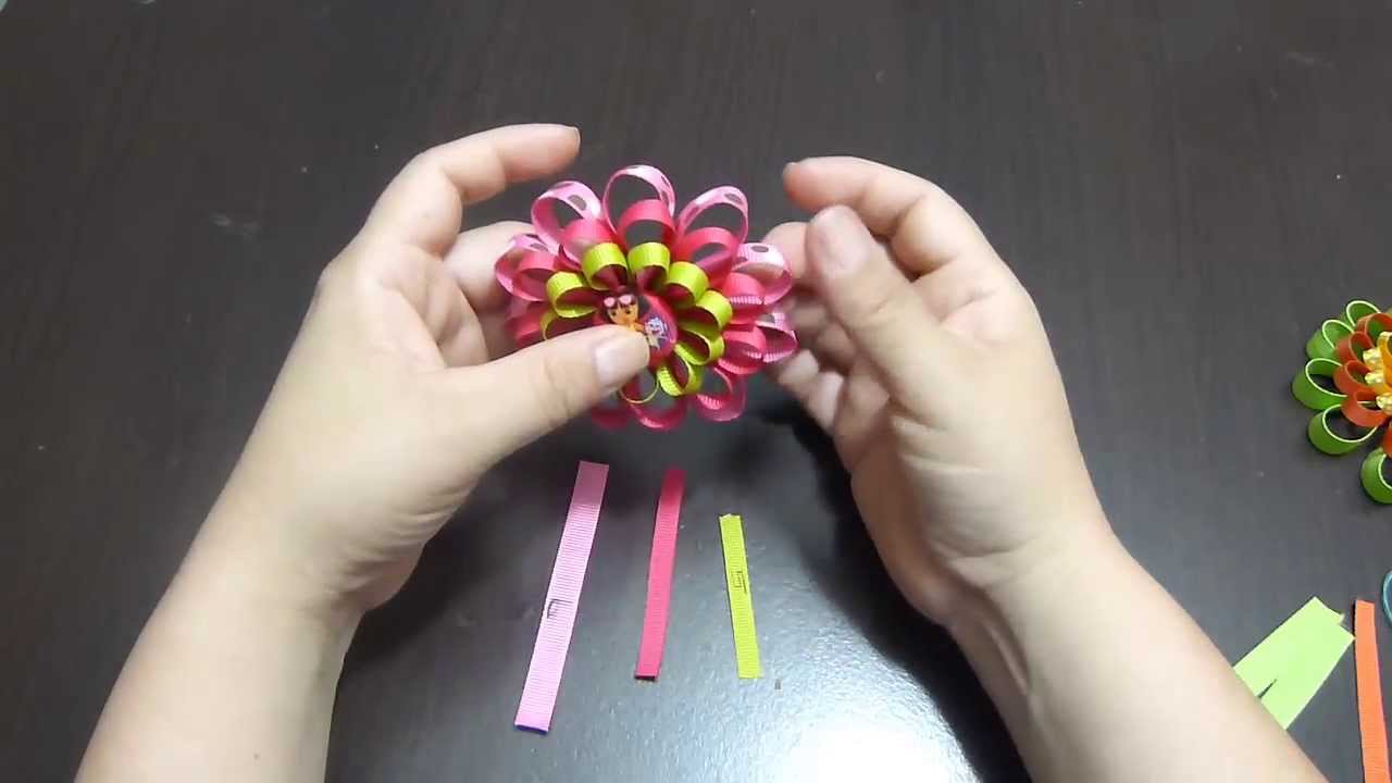 Como Hacer Flores Listón Delgado Gros,How to Make Flowers Thin Ribbon Gros