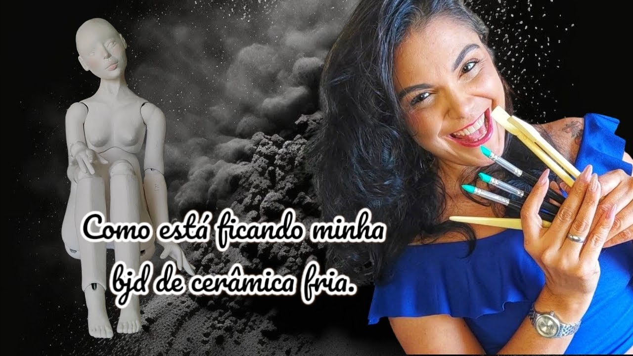 COMO ESTÁ FICANDO MINHA BJD DE CERÂMICA FRIA (SOMBREANDO O CORPO) 🥰🥰🥰