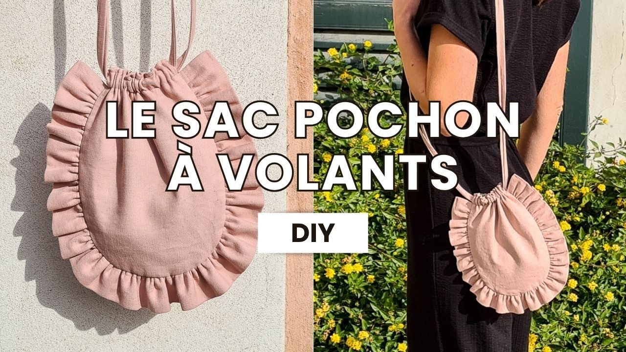 Coudre un sac pochon doublé à volants | Tuto facile ~ Avec patron !