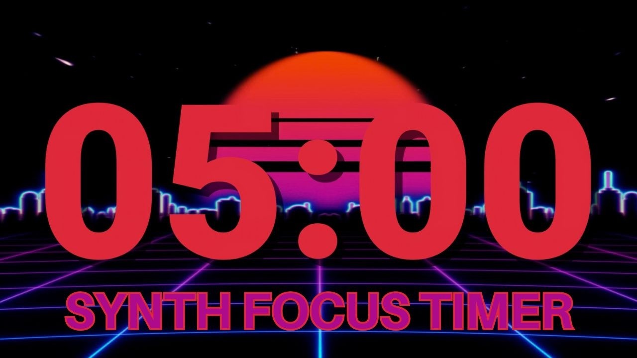5 MIN Retro Synth Timer ⏳ Calm Synthwave Countdown for Focus & Relax | 5 Minute Countdown