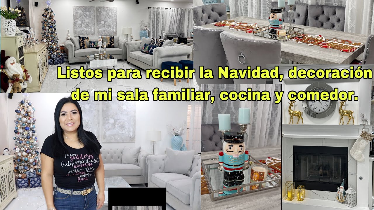 Listos para recibir la Navidad🎄decoración de mi Sala familiar, comedor, cocina💕sencilla pero bonita😍