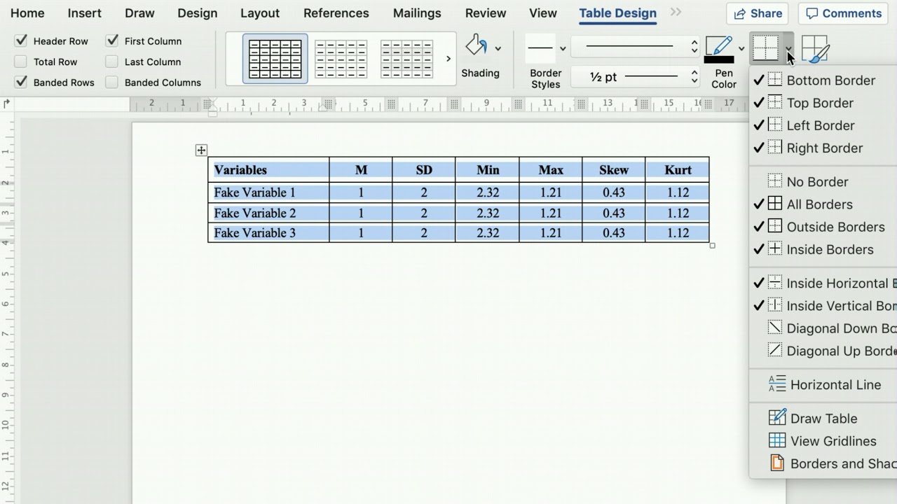 Apa Tables Tutorial