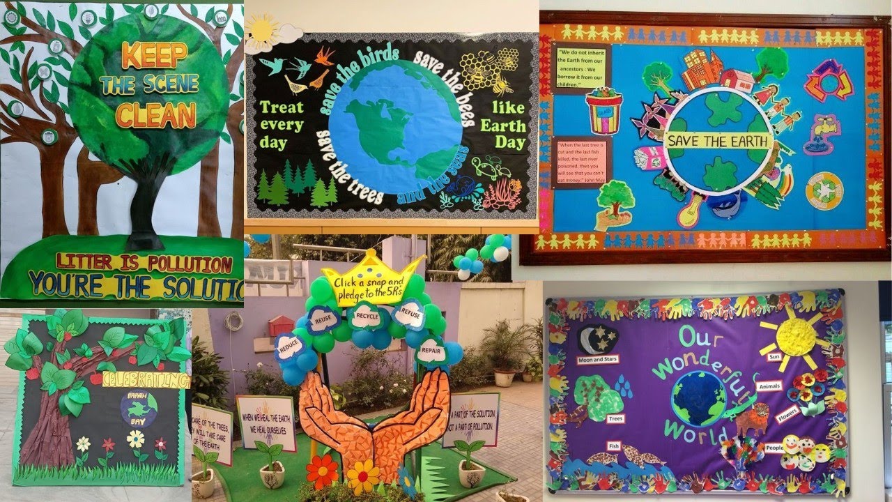 Preschool World Earth day decoration ideas/Earth day Bulletin board design/Save Earth notice board