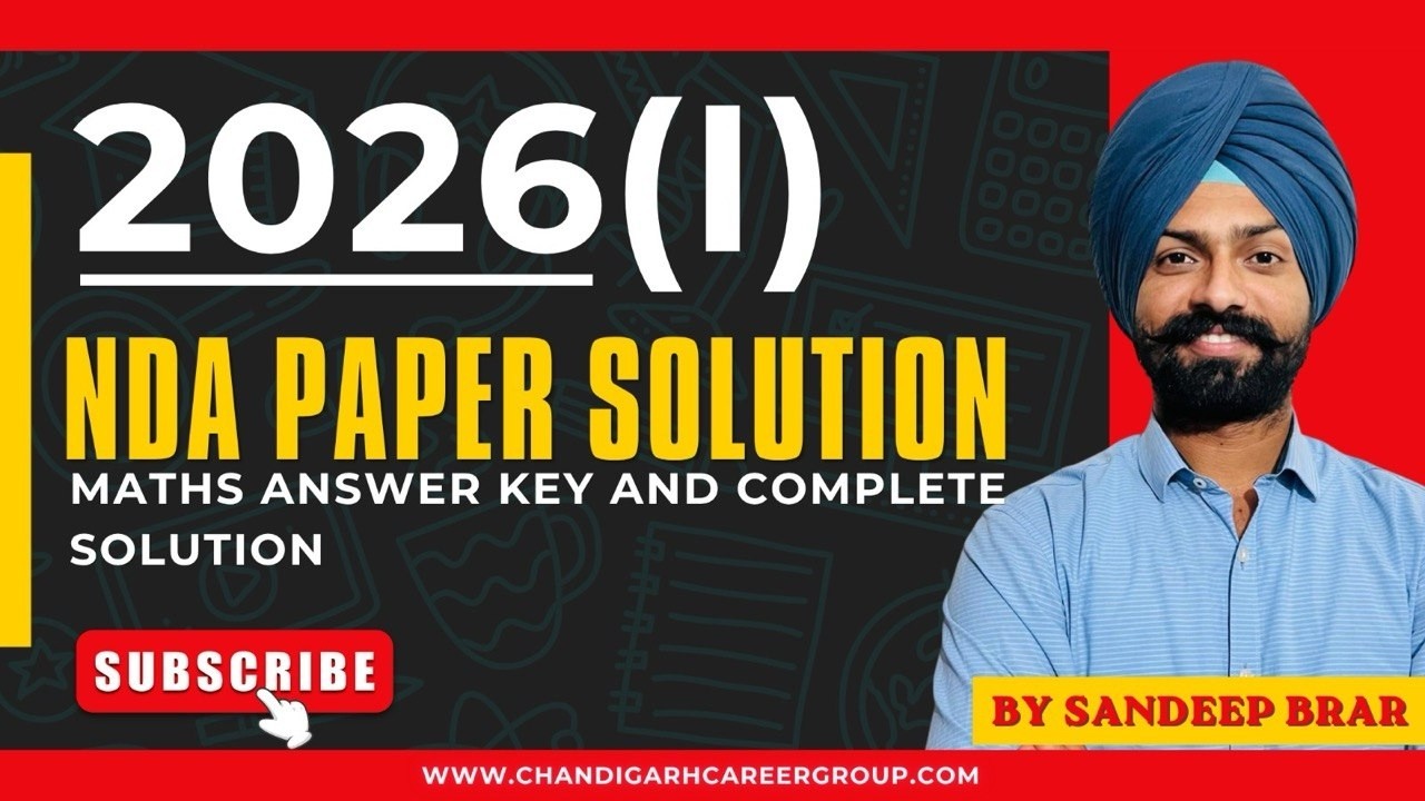 NDA 2026(1) mathematics answer key with complete solution by Sandeep Brar