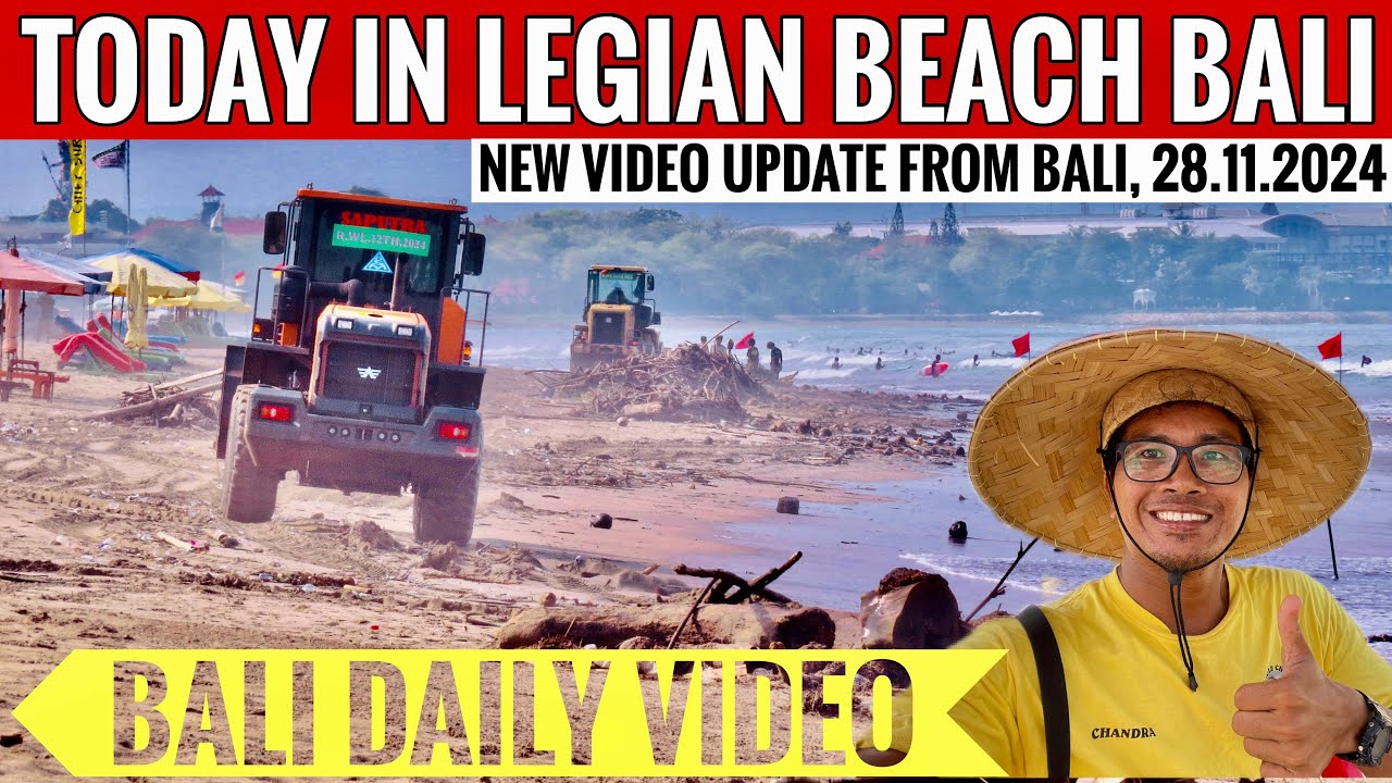 Bali new video today, 28.11.2024 on Legian Beach, The season of rubbish In bali