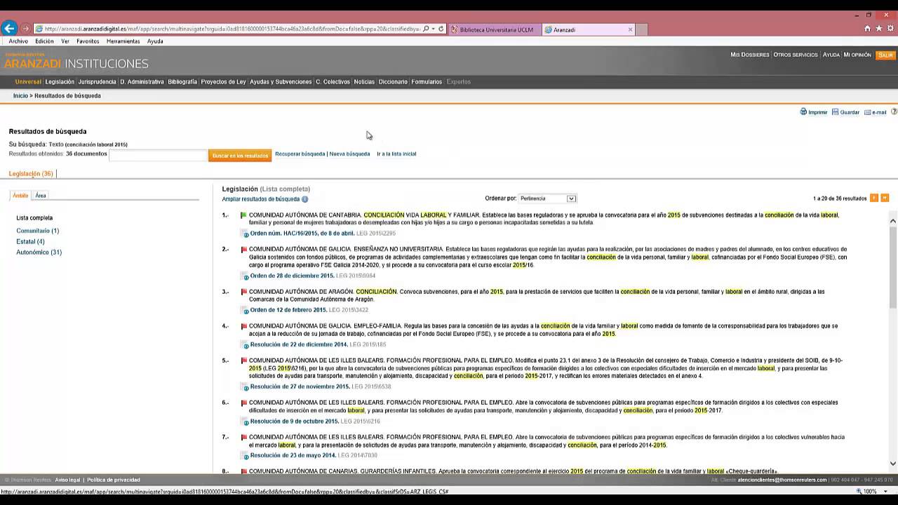 Cómo funciona la base de datos de ARANZADI