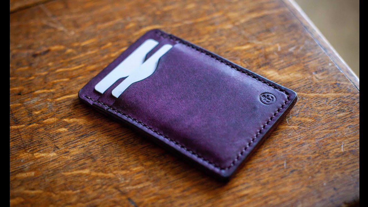 Making a card holder from this amazing colored leather. No talking. Leather sounds.