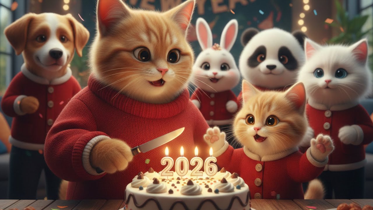 OMG! Mama Cat & Ginger Kitten’s New Year Party Will Melt Your Heart 🥹🎉 | 2026 Special