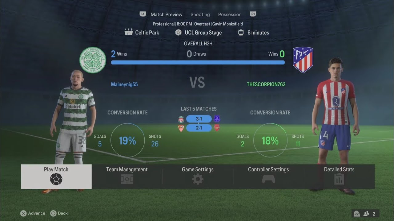 EA SPORTS FC 24 Celtic vs Atletico Madrid Champions League Group Stage PS5 gameplay