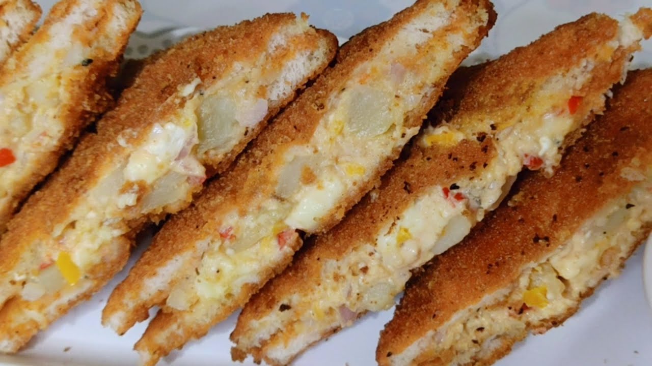 Cheese Croquettes Toast | Veg Cheese Sandwich | Paneer Box Patties |